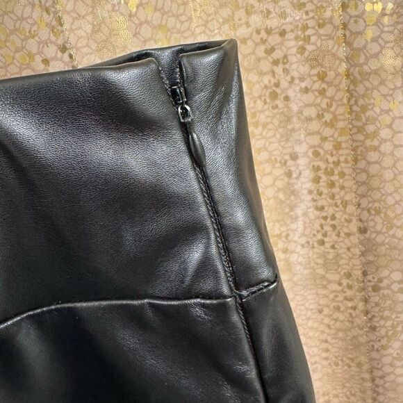 Andrea Sexy Goth Black Faux Leather Lace Up Bodycon Skirt Large - Picture 5 of 7